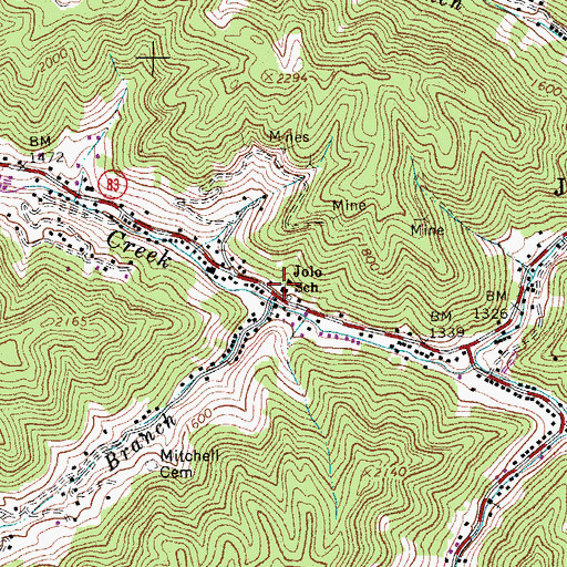 Topographic Map of Jolo School (historical), WV