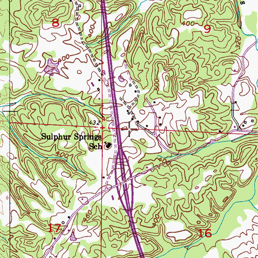 Topographic Map of Sulpher Springs, AL