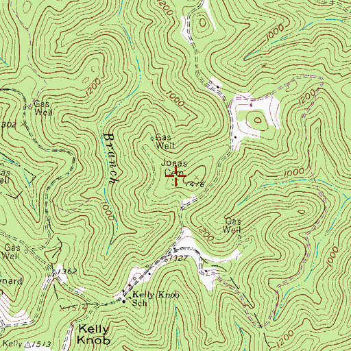 Topographic Map of Jonas Cemetery, WV