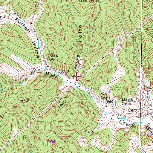 Topographic Map of Jonas Hollow, WV