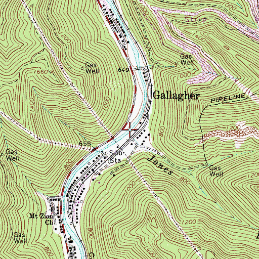 Topographic Map of Jones Branch, WV