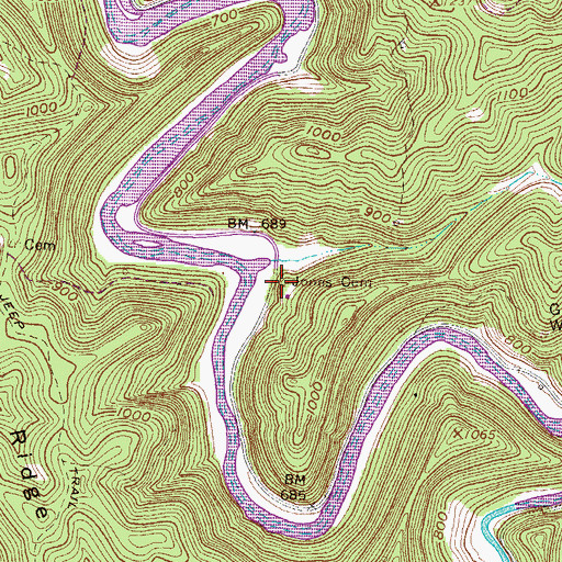Topographic Map of Jones Cemetery, WV