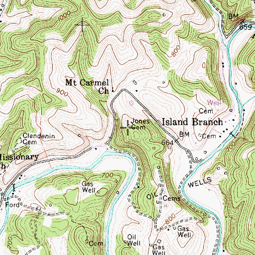 Topographic Map of Jones Cemetery, WV