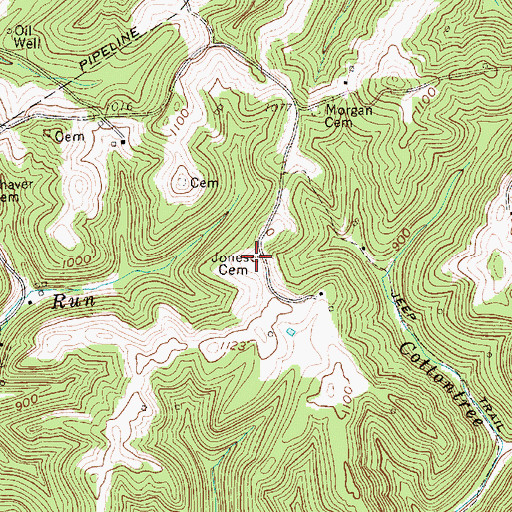 Topographic Map of Jones Cemetery, WV