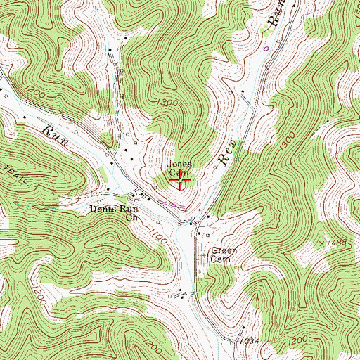 Topographic Map of Jones Cemetery, WV