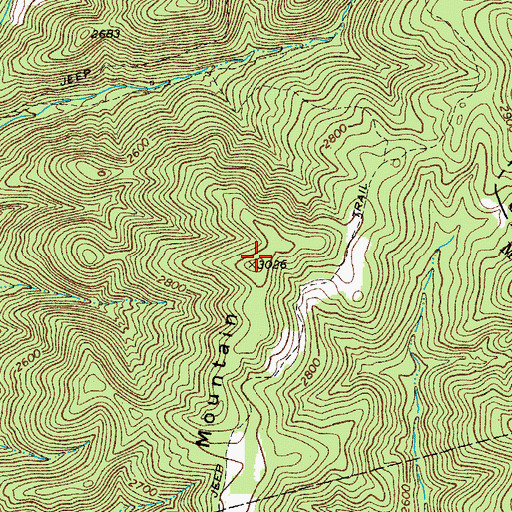Topographic Map of Jones Mountain, WV
