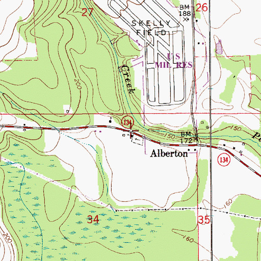 Topographic Map of Alberton Methodist Church, AL