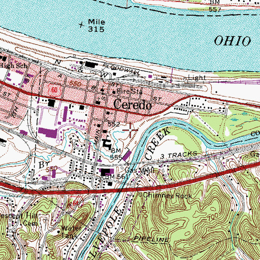 Topographic Map of Jordans Branch, WV