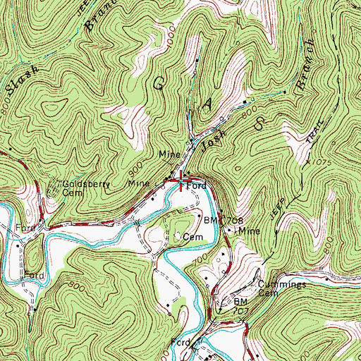 Topographic Map of Josh Branch, WV