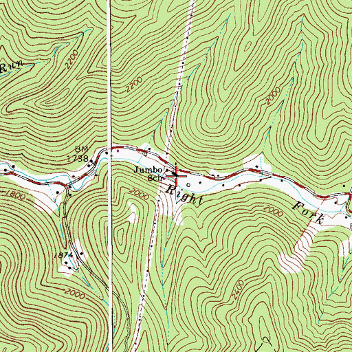 Topographic Map of Jumbo School, WV