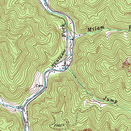 Topographic Map of Jump Branch, WV