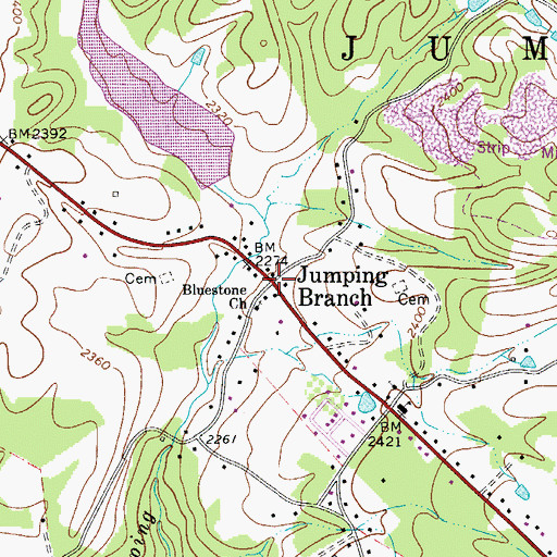Topographic Map of Jumping Branch, WV