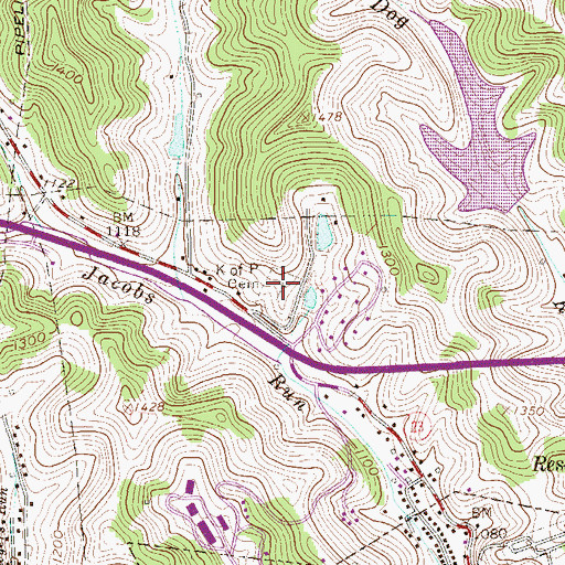 Topographic Map of K of P Cemetery, WV