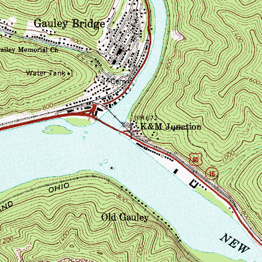 Topographic Map of KM Junction, WV