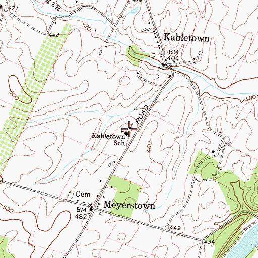Topographic Map of Kabletown School (historical), WV