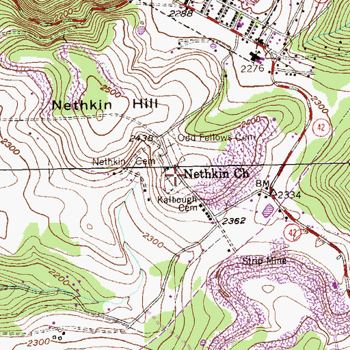 Topographic Map of Kalbough Cemetery, WV