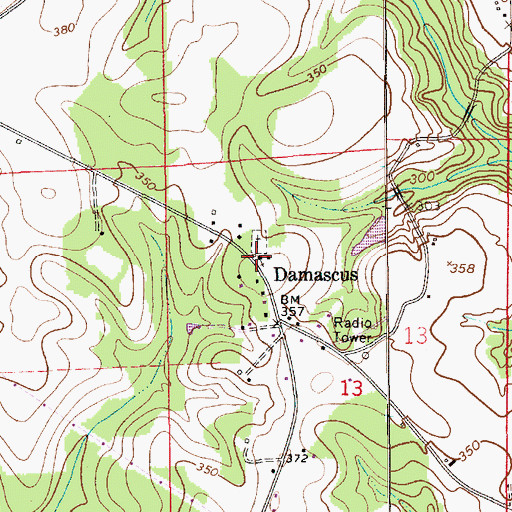 Topographic Map of Damascus Baptist Church, AL