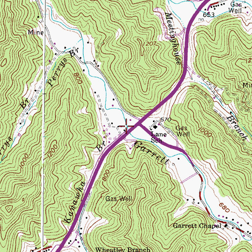 Topographic Map of Kanawha Branch, WV