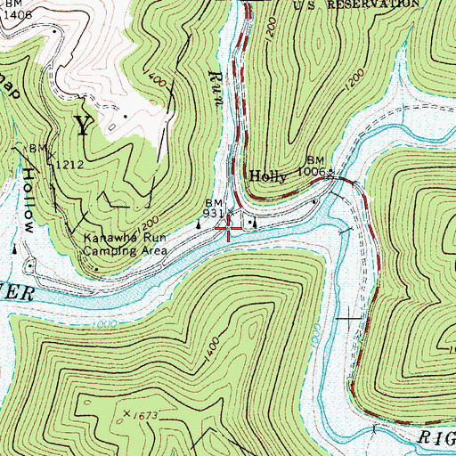 Topographic Map of Kanawha Run, WV