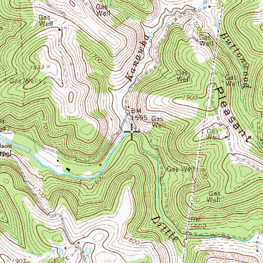 Topographic Map of Kanawha Run, WV
