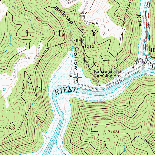 Topographic Map of Kanawha Run Camping Area, WV