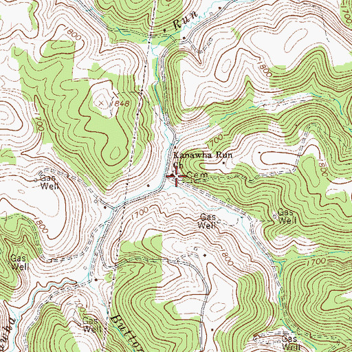 Topographic Map of Kanawha Run Church, WV