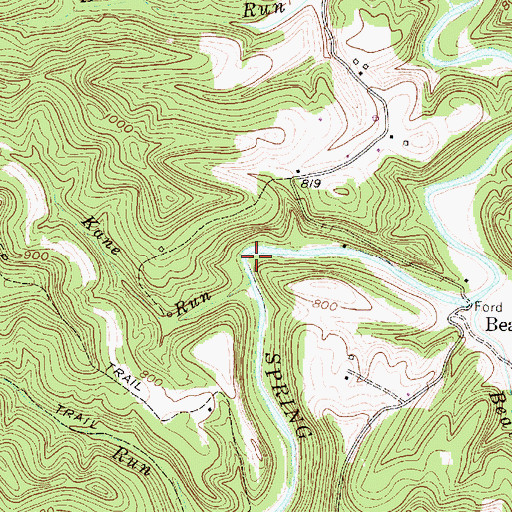 Topographic Map of Kane Run, WV