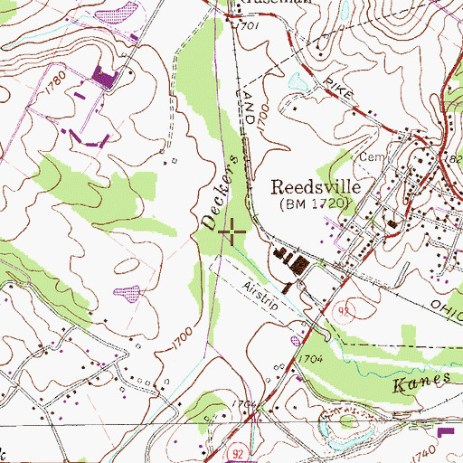Topographic Map of Kanes Creek, WV