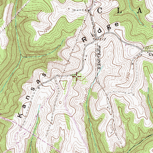 Topographic Map of Kansas Ridge, WV