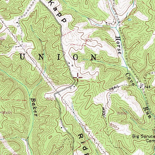 Topographic Map of Kapp Ridge, WV