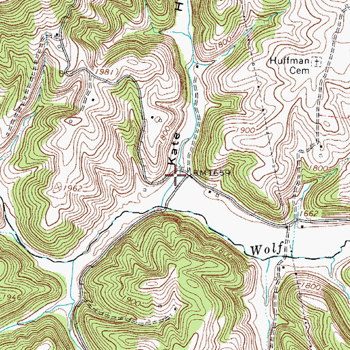 Topographic Map of Kate Hollow, WV