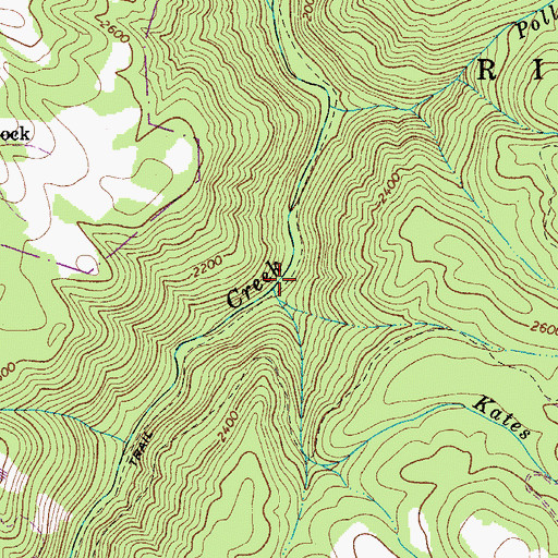 Topographic Map of Kates Branch, WV