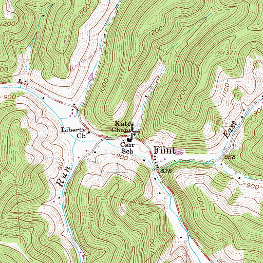 Topographic Map of Kates Chapel, WV