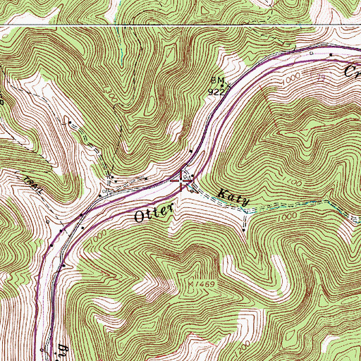 Topographic Map of Katy Run, WV