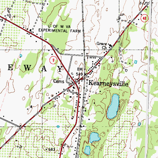 Topographic Map of Kearneysville, WV