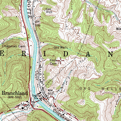Topographic Map of Keck Cemetery, WV