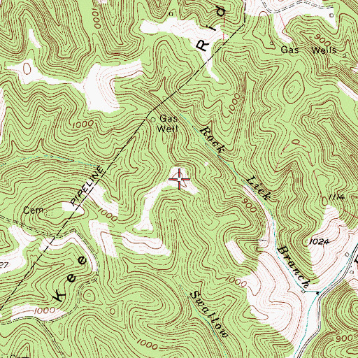 Topographic Map of Kee Ridge, WV