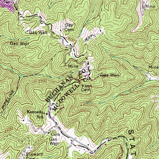 Topographic Map of Keen Cemetery, WV