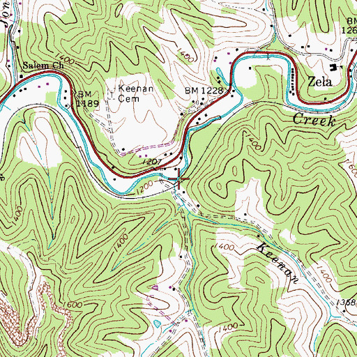 Topographic Map of Keenan Branch, WV