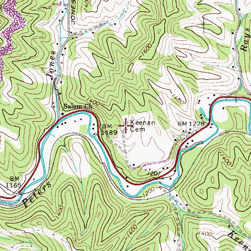 Topographic Map of Keenan Cemetery, WV