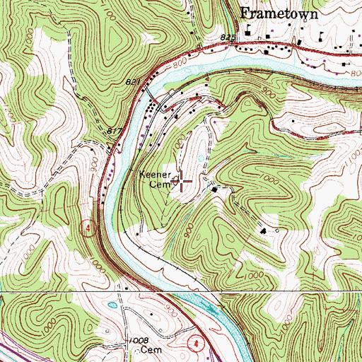 Topographic Map of Keener Cemetery, WV