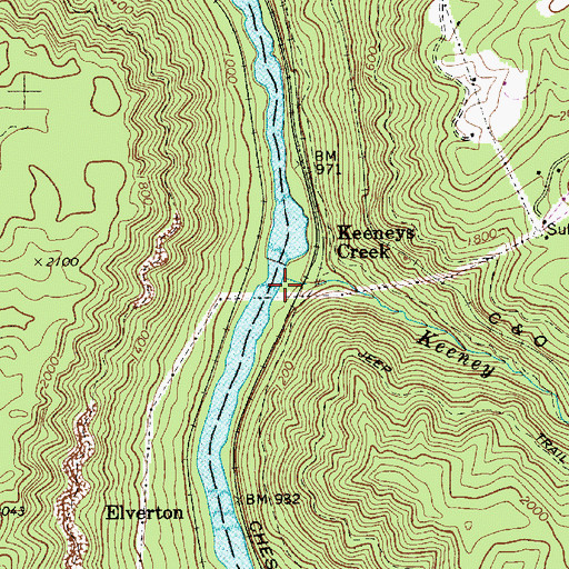 Topographic Map of Keeney Creek, WV