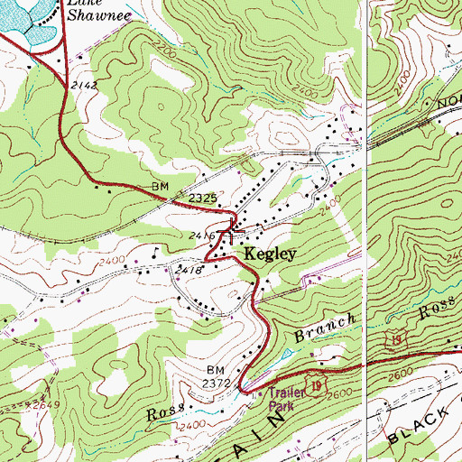 Topographic Map of Kegley, WV