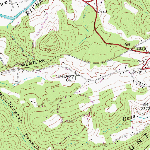 Topographic Map of Kegley Church, WV