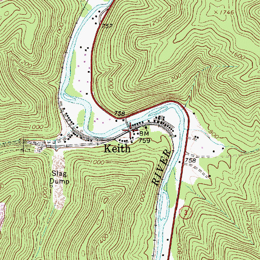Topographic Map of Keith, WV