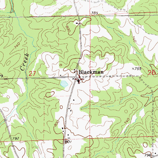 Topographic Map of Center Baptist Church, AL