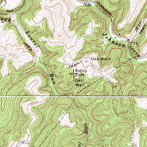 Topographic Map of Kelley Cemetery, WV