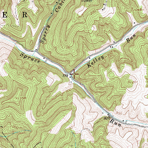 Topographic Map of Kelley Run, WV
