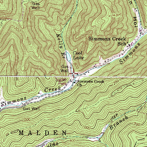 Topographic Map of Kelly Branch, WV