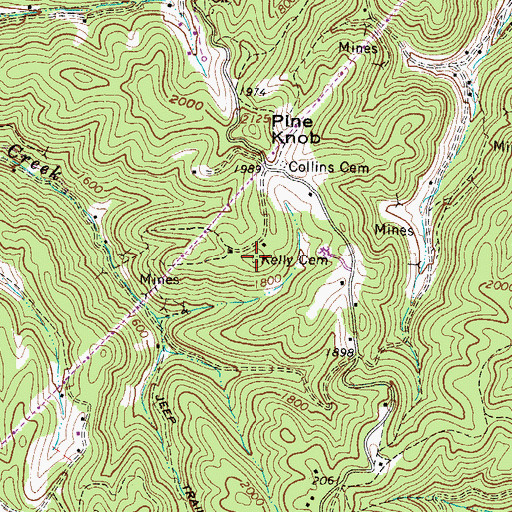 Topographic Map of Kelly Cemetery, WV